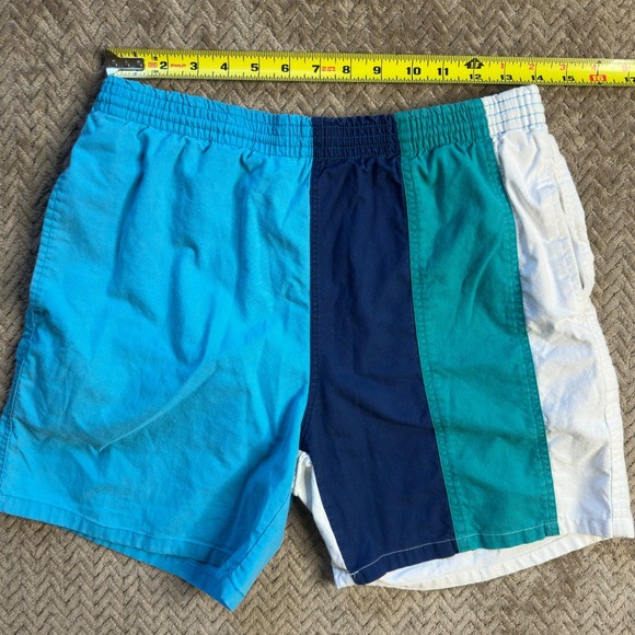 Givenchy Active Vintage Colorblock Swim Trunks Mens Medium Blue Green Logo
